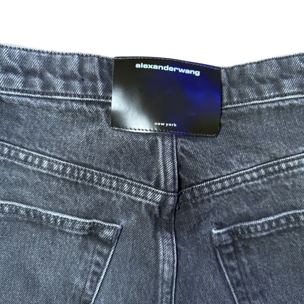 Alexander Wang Bite Fold Over Waistband Denim‎ Shorts Black Washed Size 25 - Picture 4 of 7